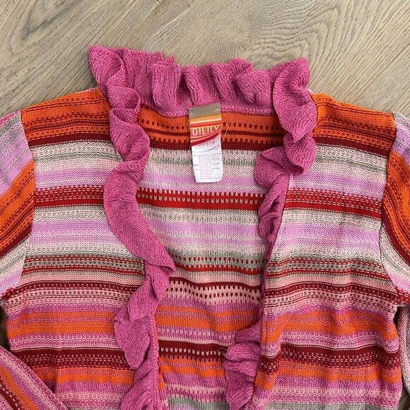 Oilily Colorful Cardigan with Ruffle Detail on Sleeves (XS) - Picture 2 of 5